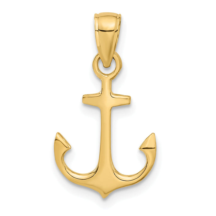 10K Yellow Gold Anchor Pendant, 24x13mm