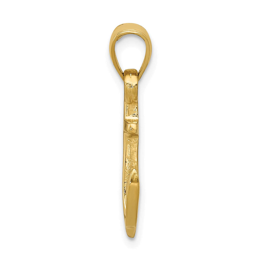 10K Yellow Gold Anchor Pendant, 24x13mm