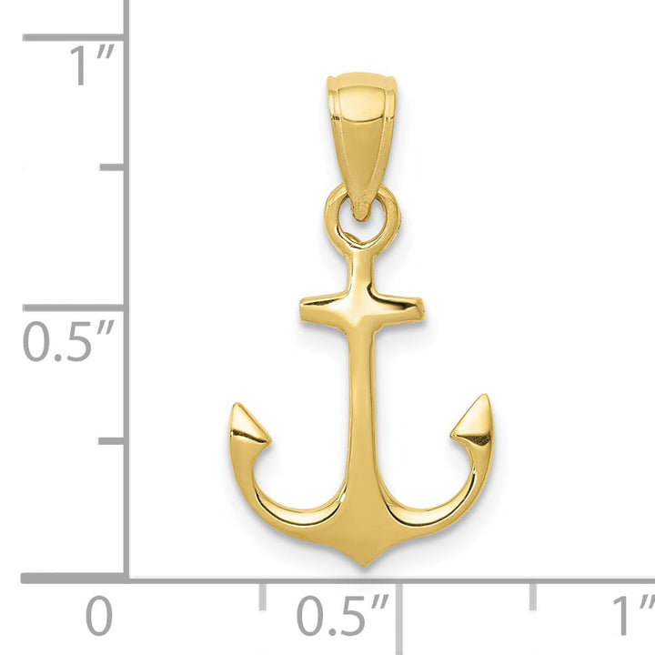 10K Yellow Gold Anchor Pendant, 24x13mm