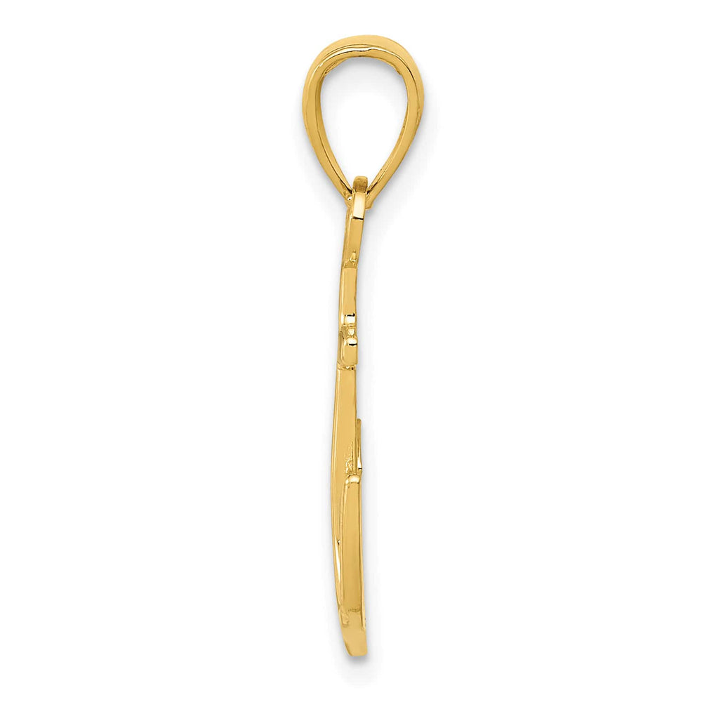 10K Yellow Gold Anchor Pendant, 24x14mm