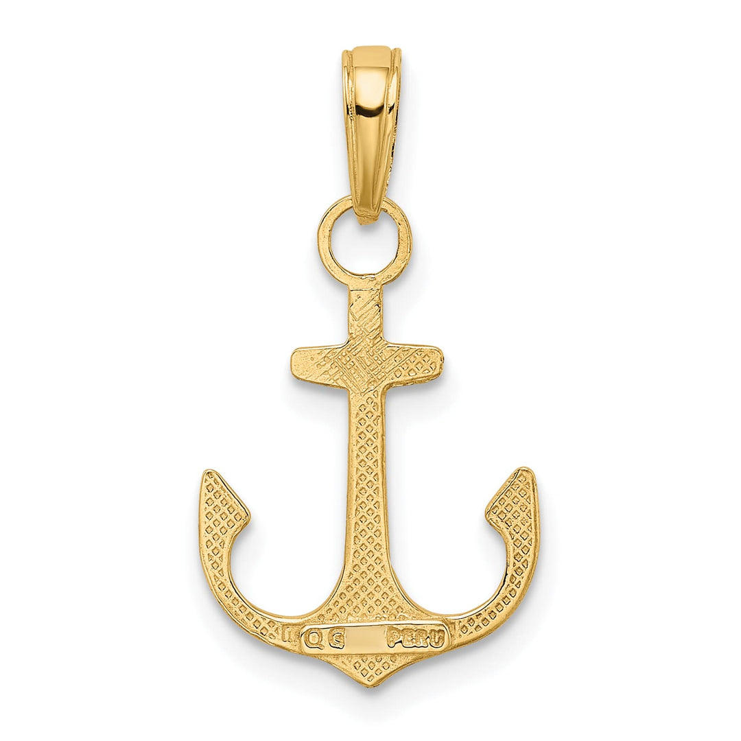 10K Yellow Gold Anchor Pendant, 24x14mm
