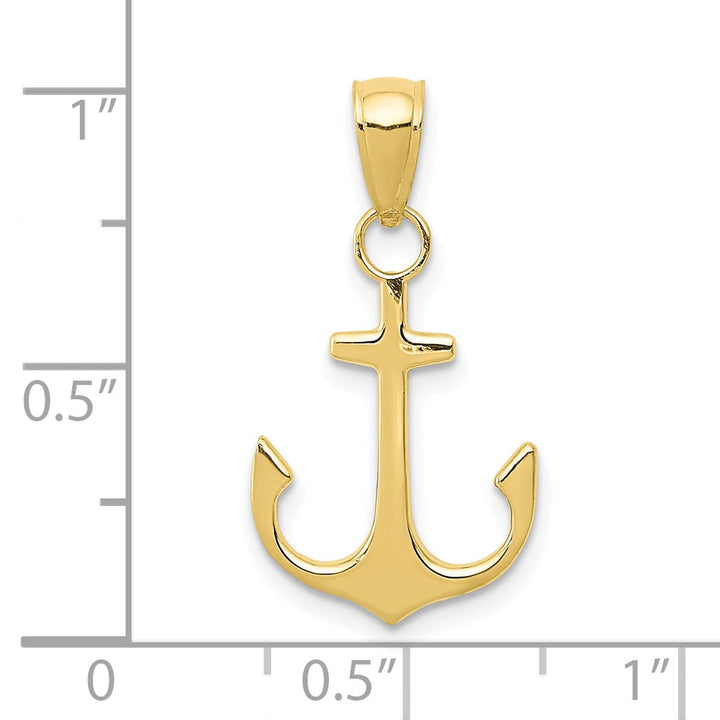 10K Yellow Gold Anchor Pendant, 24x14mm