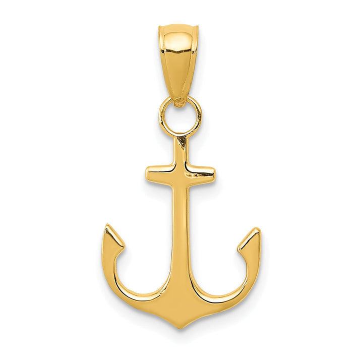 10K Yellow Gold Anchor Pendant, 24x14mm