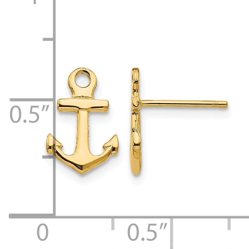 10k Yellow Gold Anchor Post Earrings