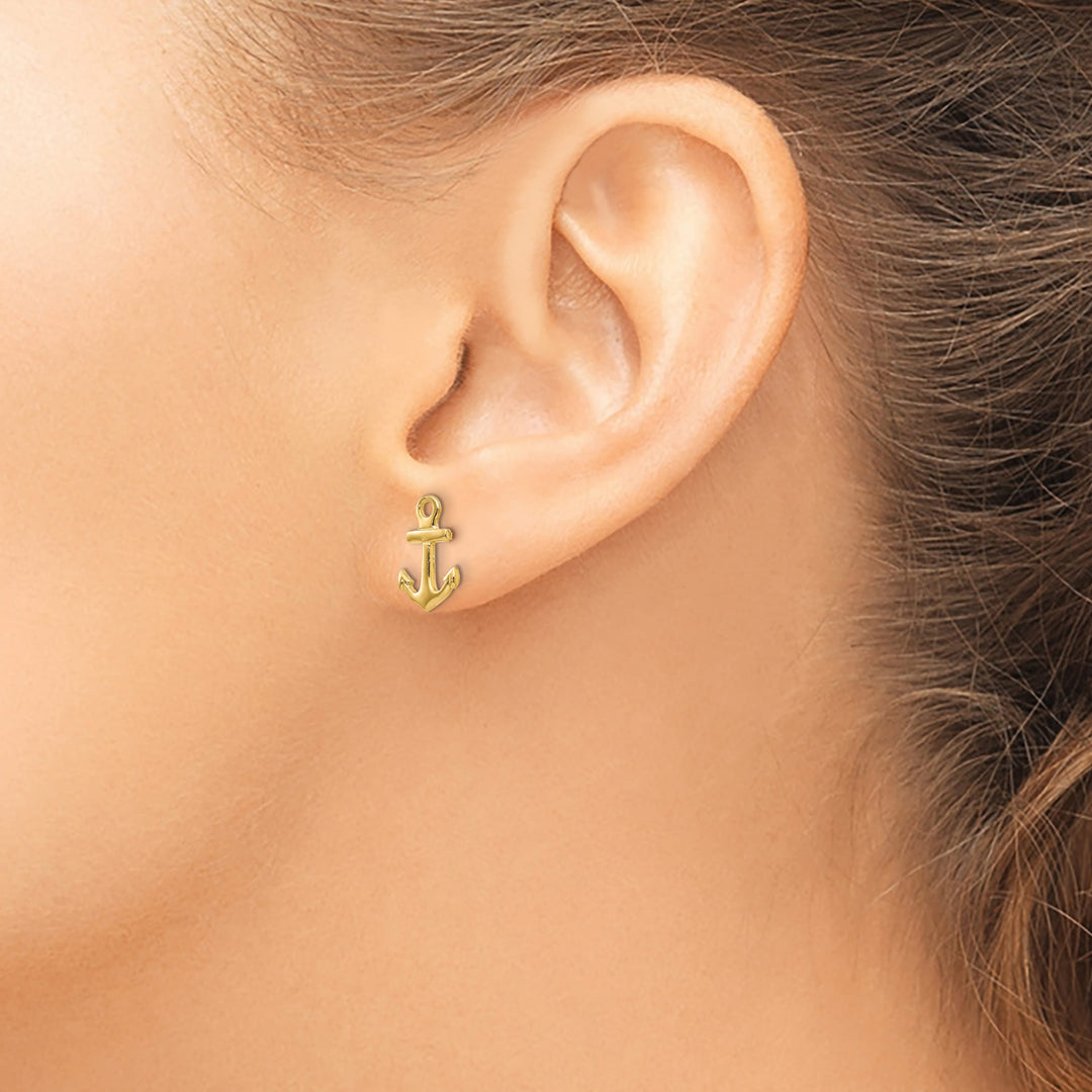 10k Yellow Gold Anchor Post Earrings