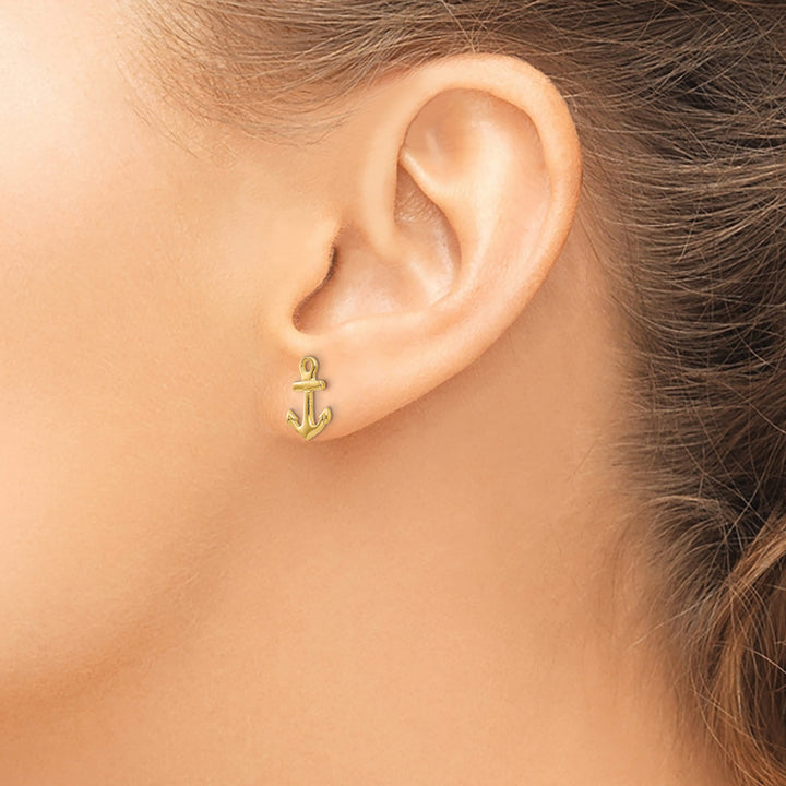10k Yellow Gold Anchor Post Earrings