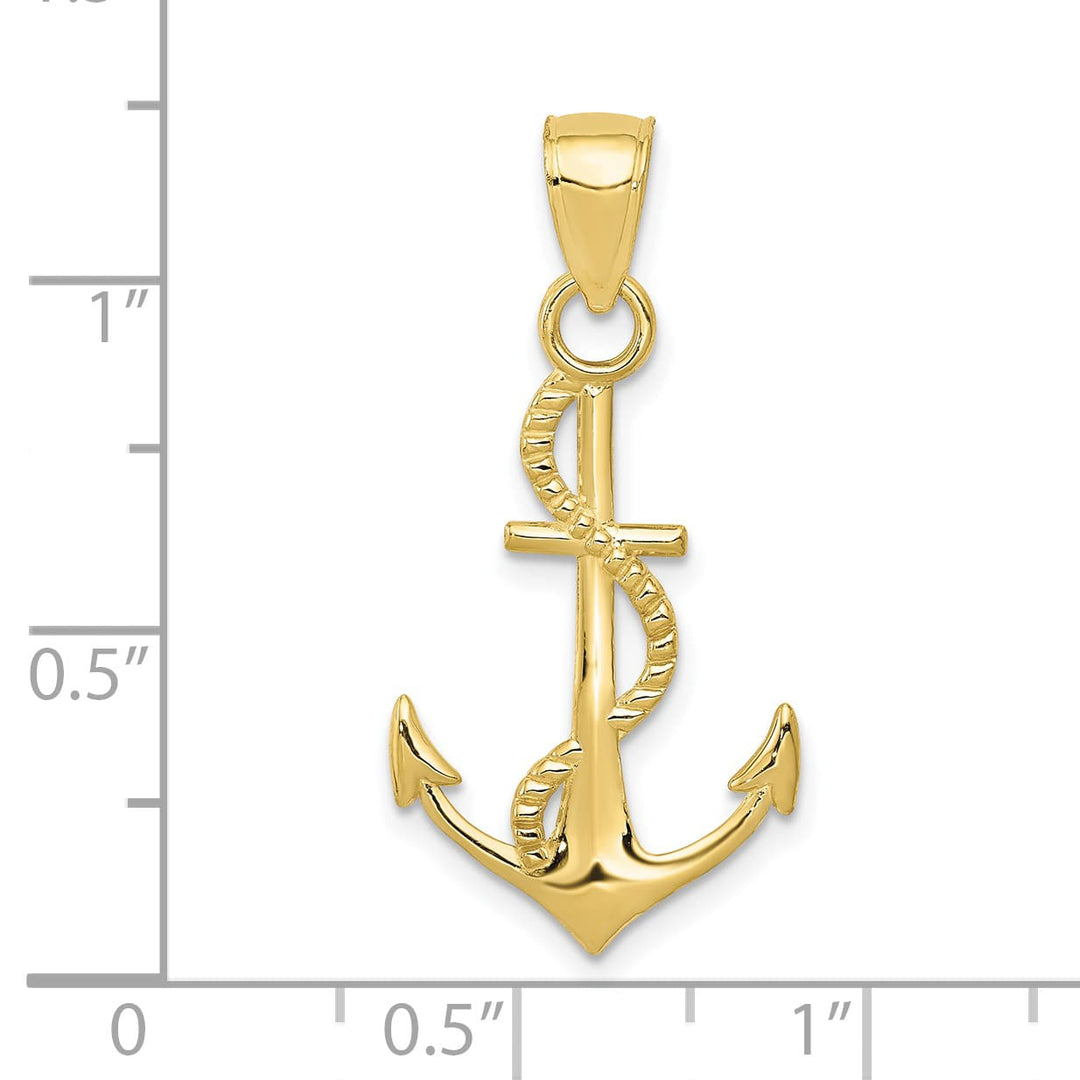10K Yellow Gold Anchor with Rope Pendant