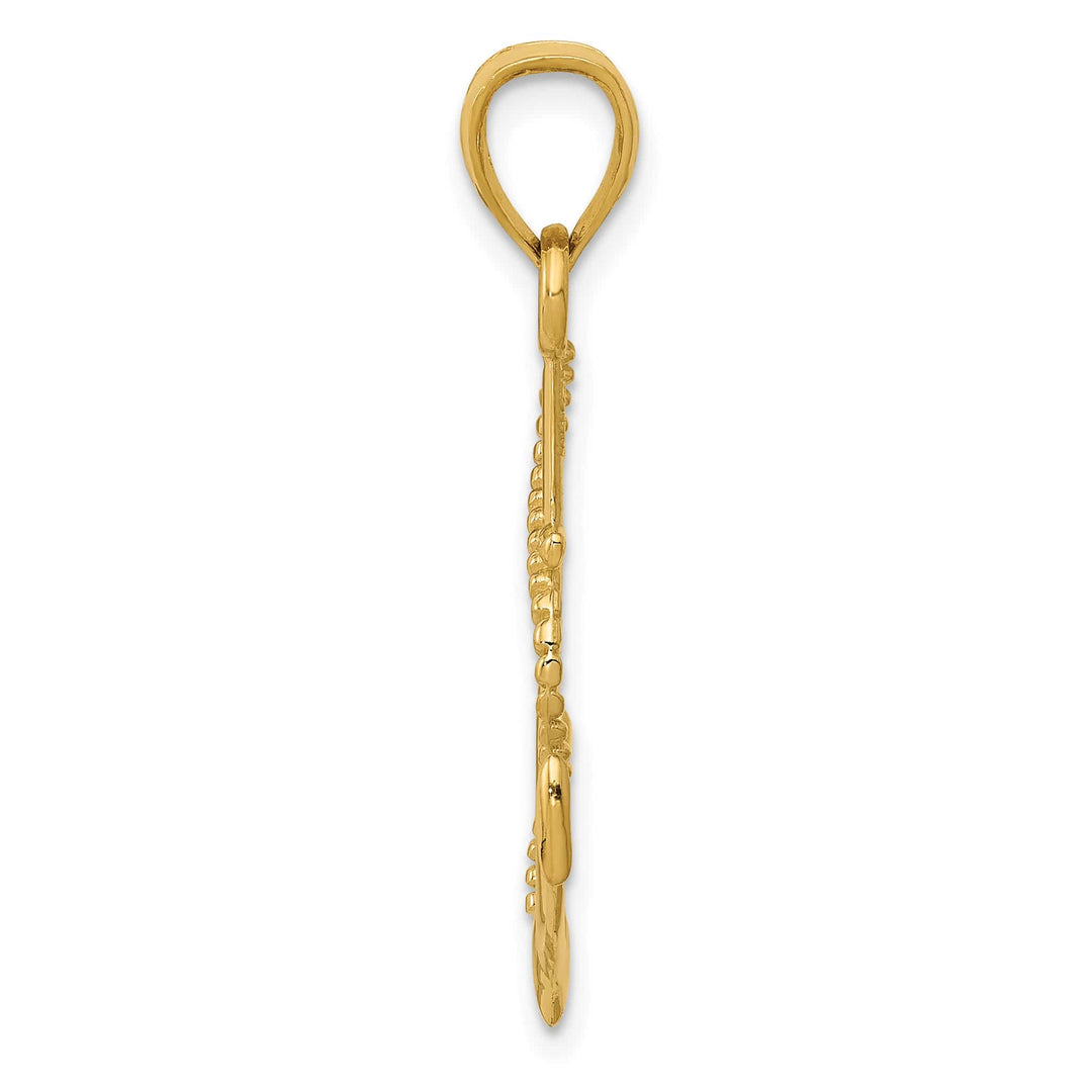 10K Yellow Gold Anchor with Rope Pendant