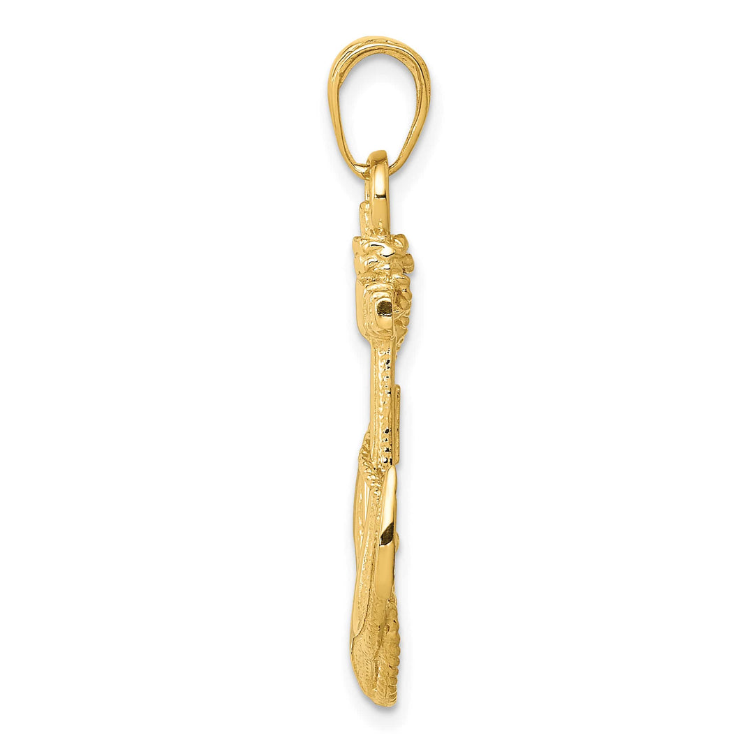 10K Yellow Gold Anchor with Rope Pendant, 33mm
