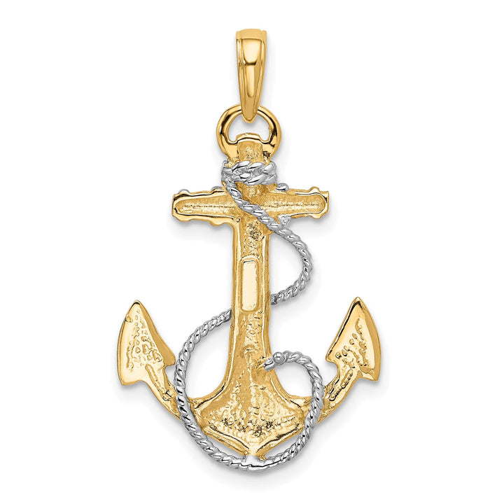 10K Yellow Gold Anchor with Rope Pendant, 33mm