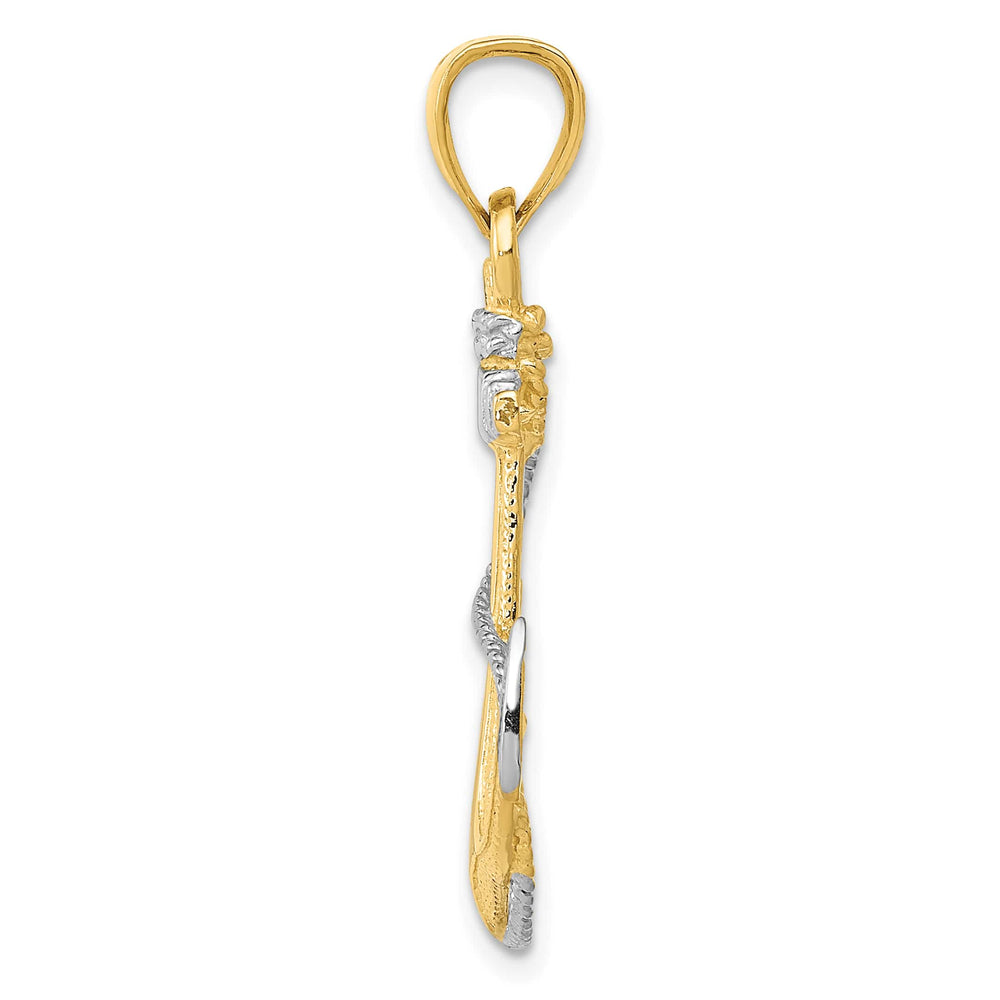 10K Yellow Gold Anchor with Rope Pendant, 33mm