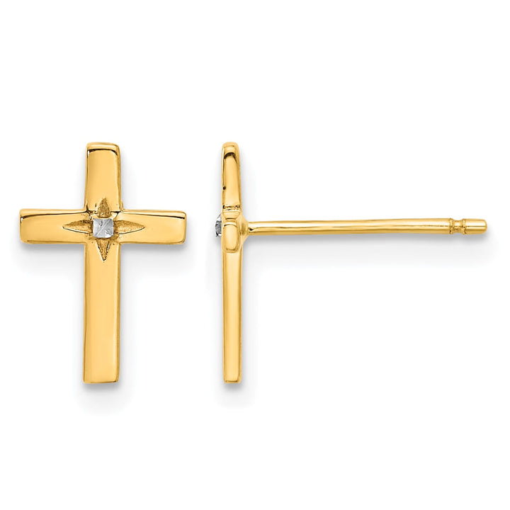 10k Yellow Gold and White Rhodium Cross Post Earrings
