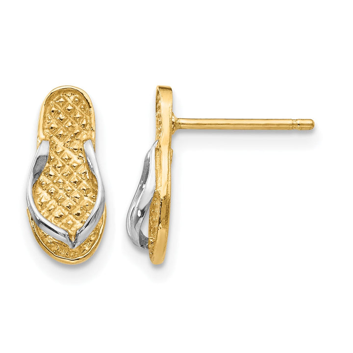 10k Yellow Gold and White Rhodium Flip Flop Post Earrings
