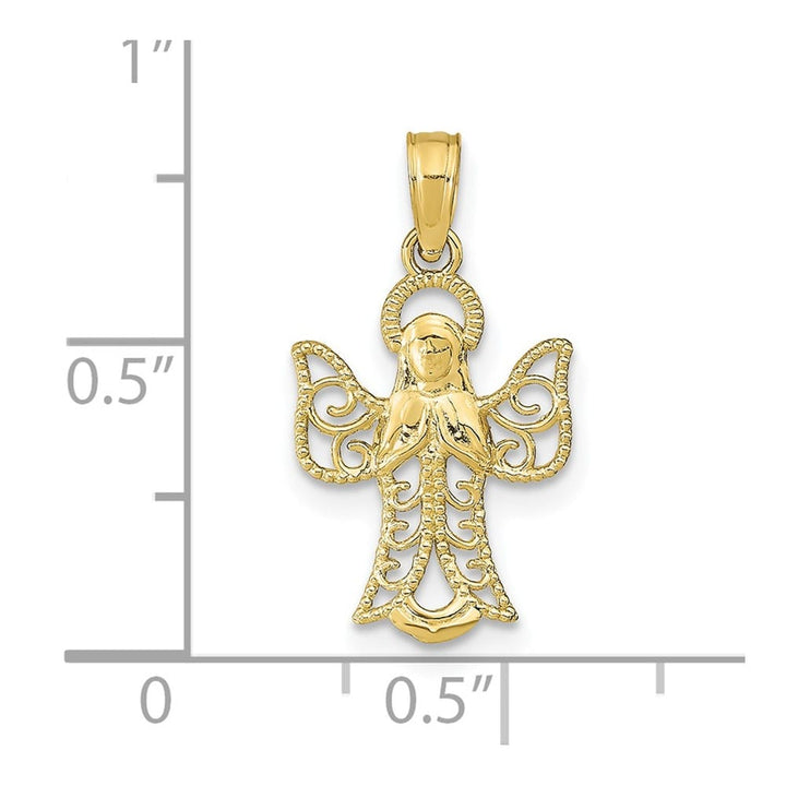 10K Yellow Gold Angel with Filigree Cut-Out Wings Charm