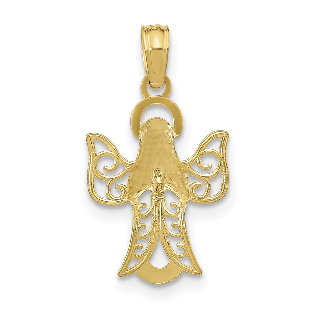 10K Yellow Gold Angel with Filigree Cut-Out Wings Charm