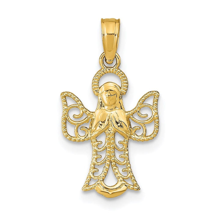 10K Yellow Gold Angel with Filigree Cut-Out Wings Charm