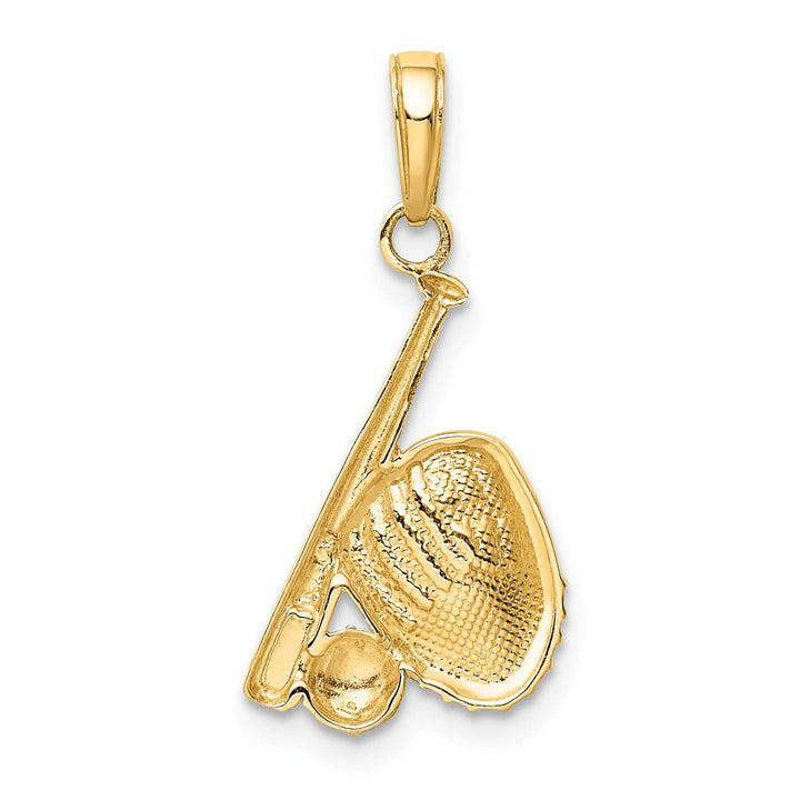 10K Yellow Gold Baseball/Bat/Glove Pendant