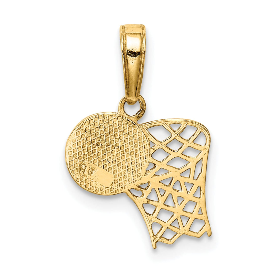 10K Yellow Gold Basketball Hoop And Ball Pendant