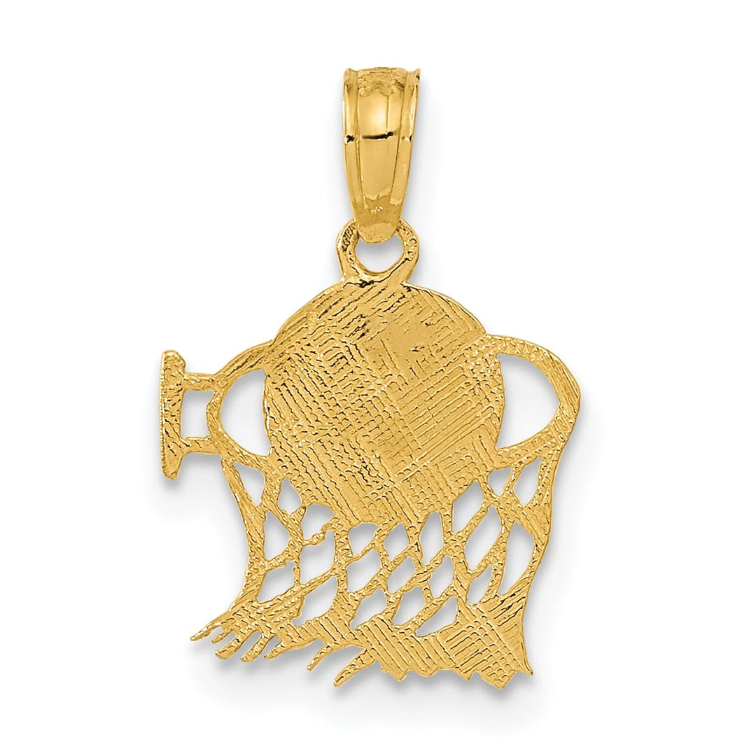 10K Yellow Gold Basketball in Net Pendant