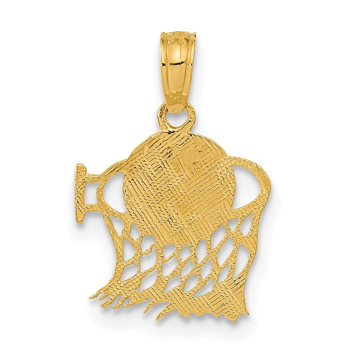 10K Yellow Gold Basketball in Net Pendant