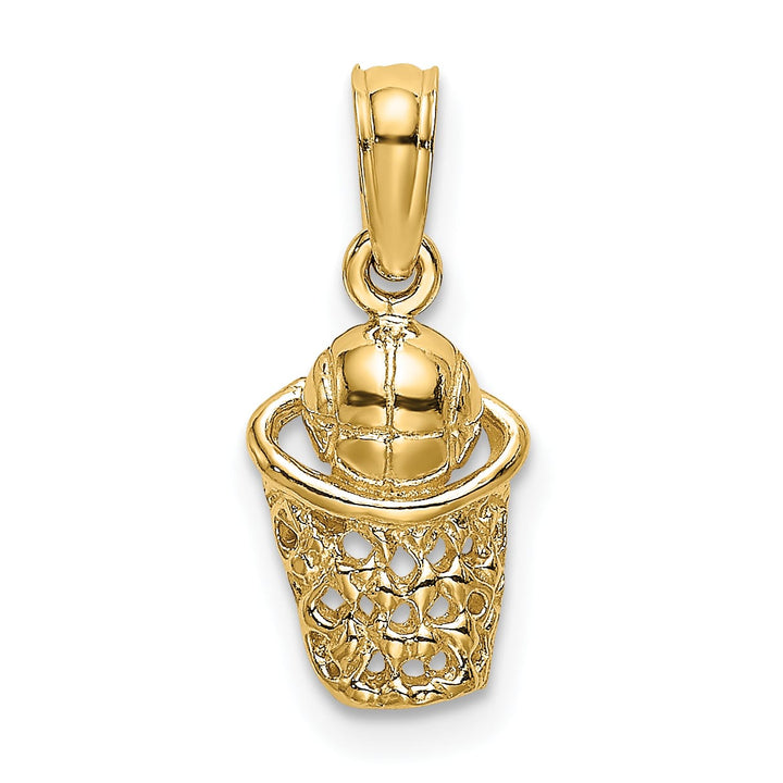 10K Yellow Gold Basketball with Net Charm