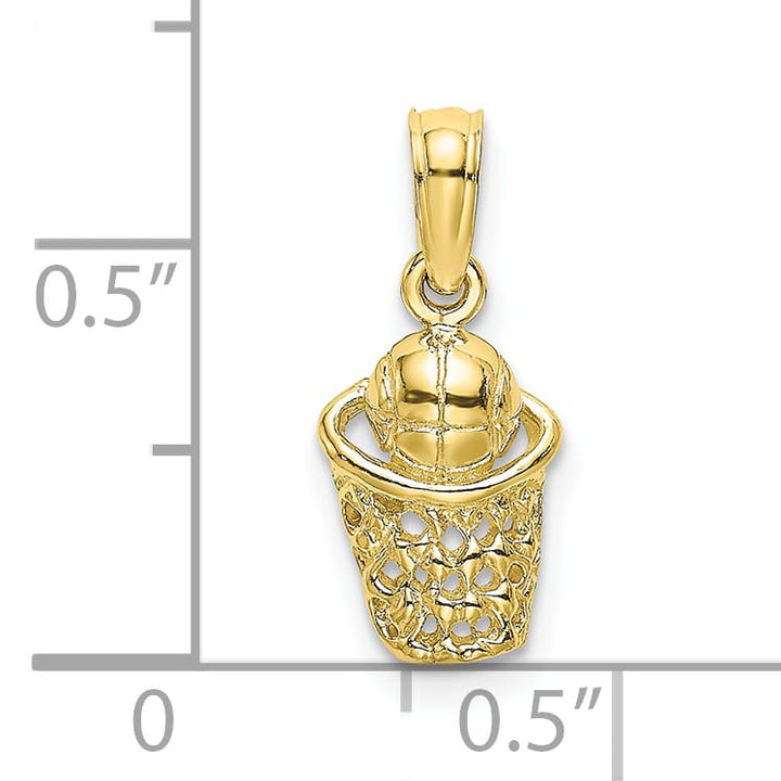 10K Yellow Gold Basketball with Net Charm