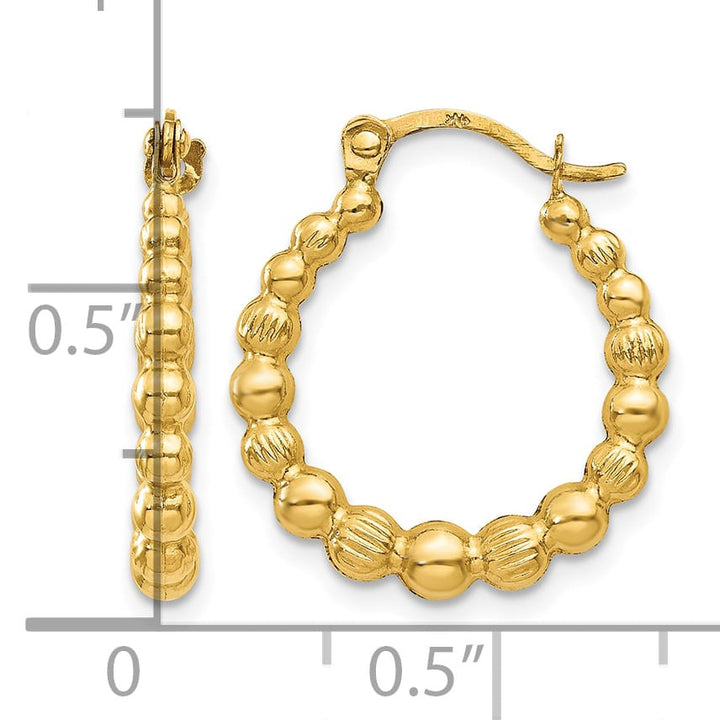 10k Yellow Gold Beaded Hoop Earrings