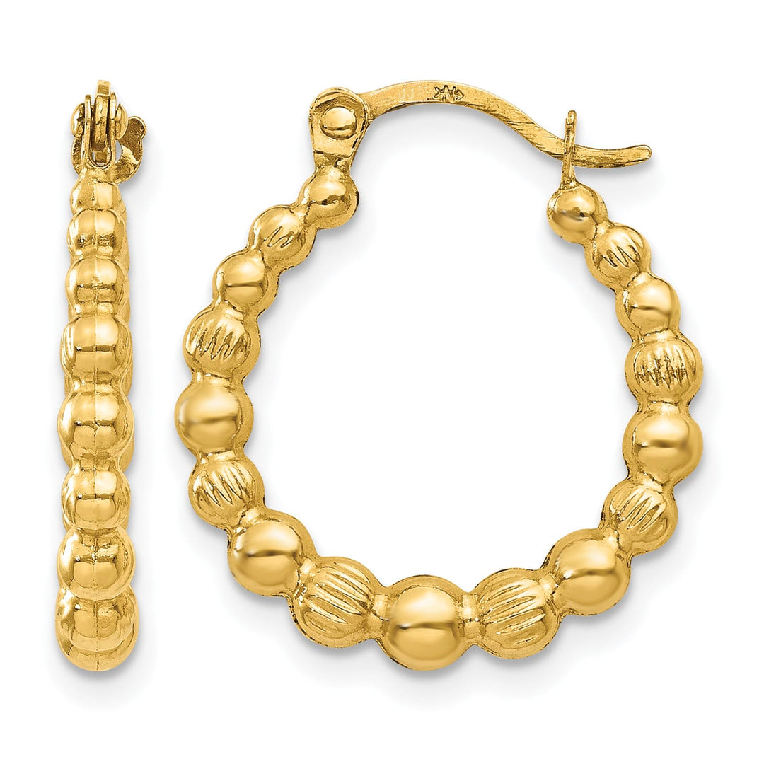 10k Yellow Gold Beaded Hoop Earrings