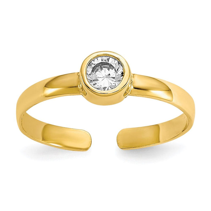 10k Yellow Gold Bezel-set 3mm Round Clear CZ Toe Ring