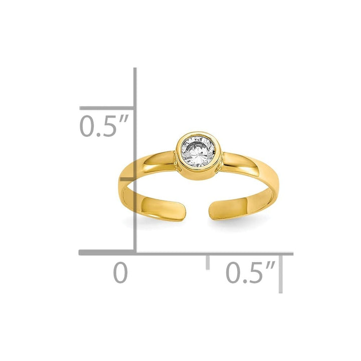 10k Yellow Gold Bezel-set 3mm Round Clear CZ Toe Ring