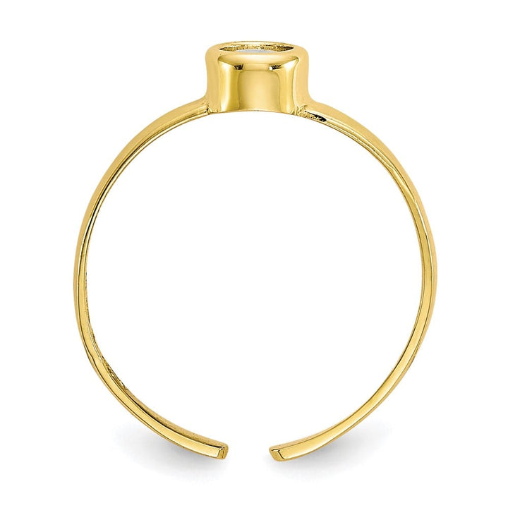 10k Yellow Gold Bezel-set 3mm Round Clear CZ Toe Ring