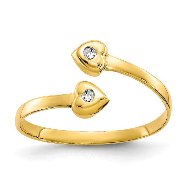 10k Yellow Gold Bezel-set Clear CZ Bypass Toe Ring