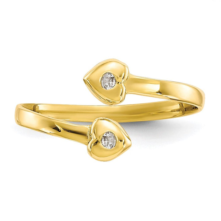 10k Yellow Gold Bezel-set Clear CZ Bypass Toe Ring