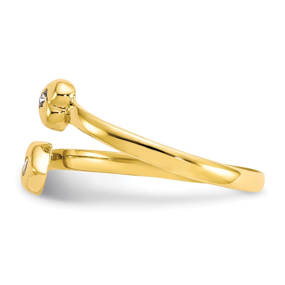 10k Yellow Gold Bezel-set Clear CZ Bypass Toe Ring