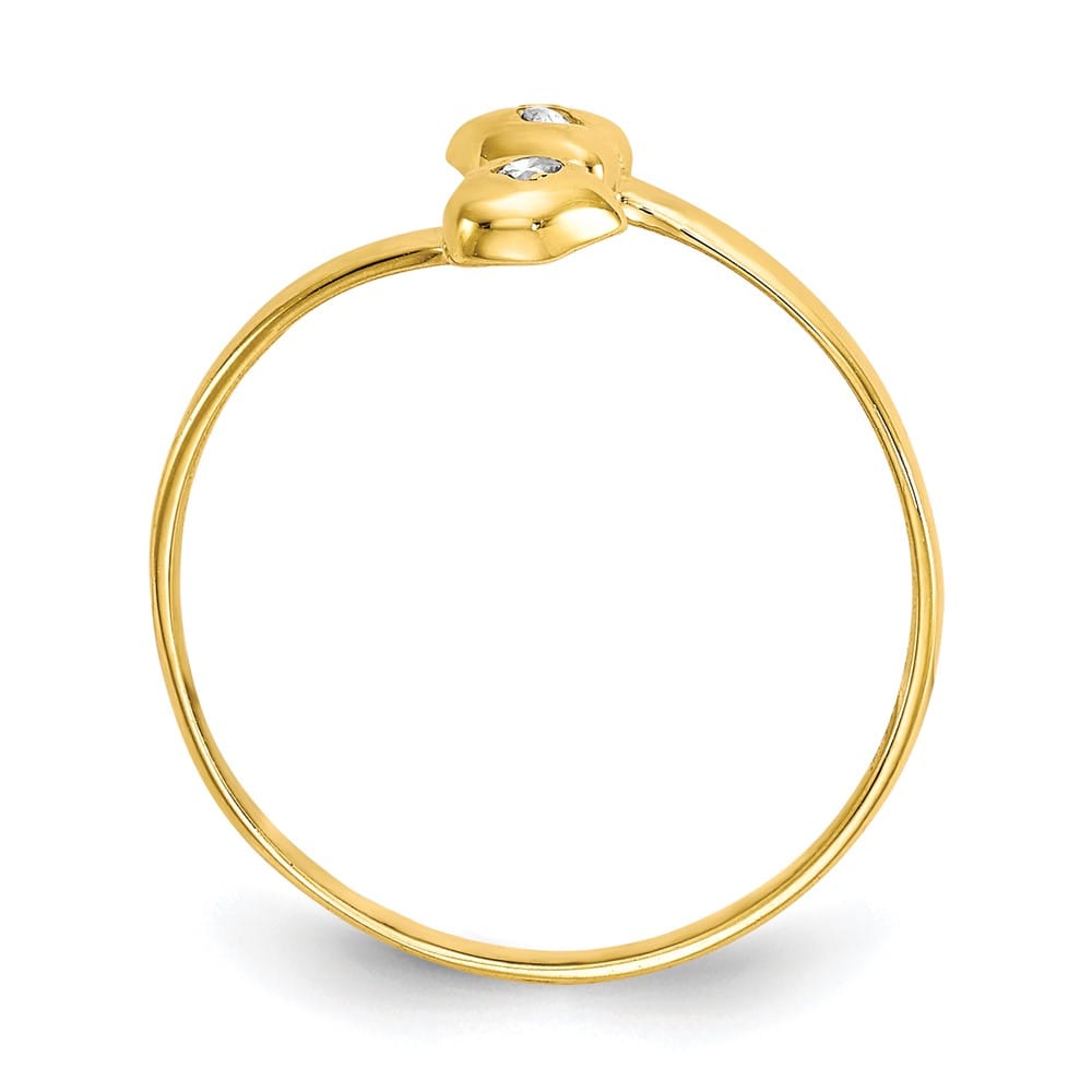 10k Yellow Gold Bezel-set Clear CZ Bypass Toe Ring