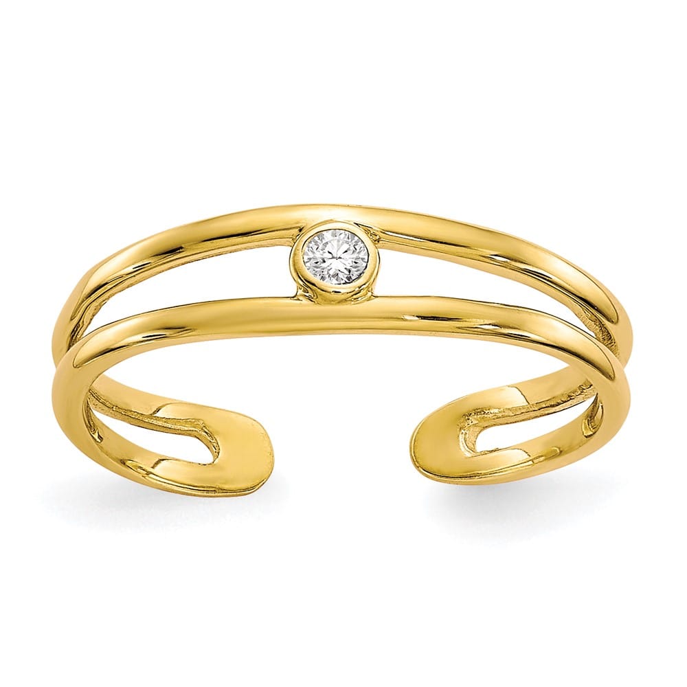 10k Yellow Gold Bezel-set Clear CZ Toe Ring