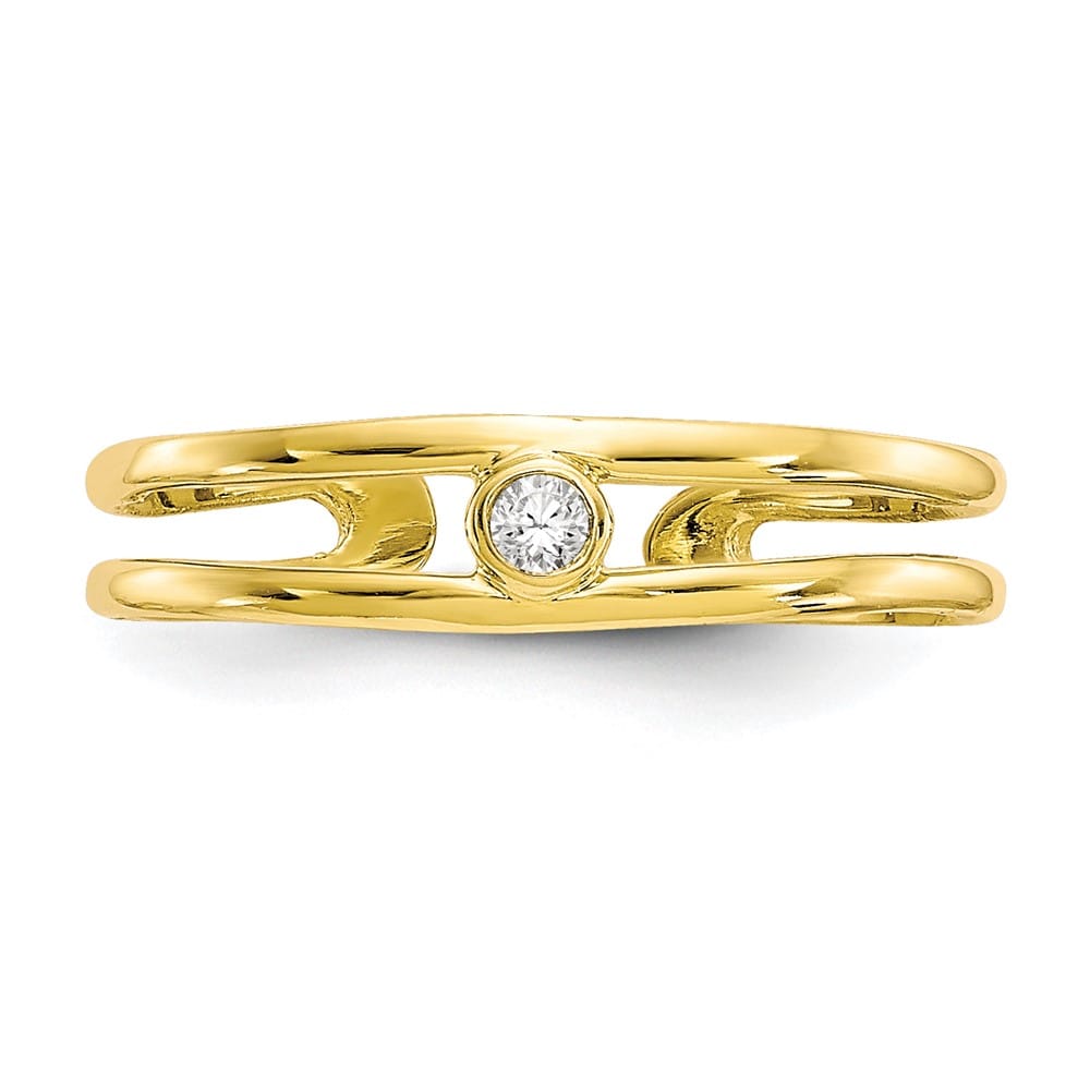 10k Yellow Gold Bezel-set Clear CZ Toe Ring