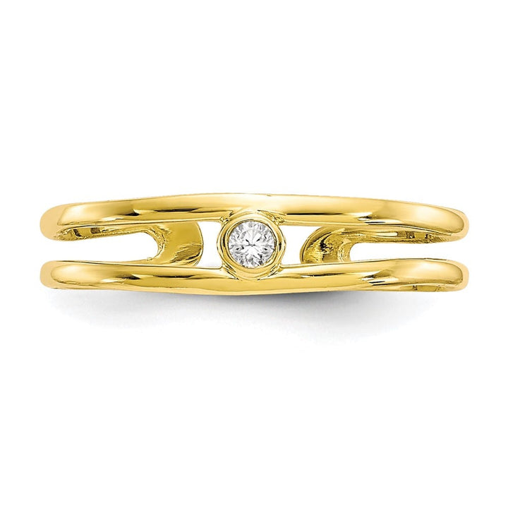 10k Yellow Gold Bezel-set Clear CZ Toe Ring