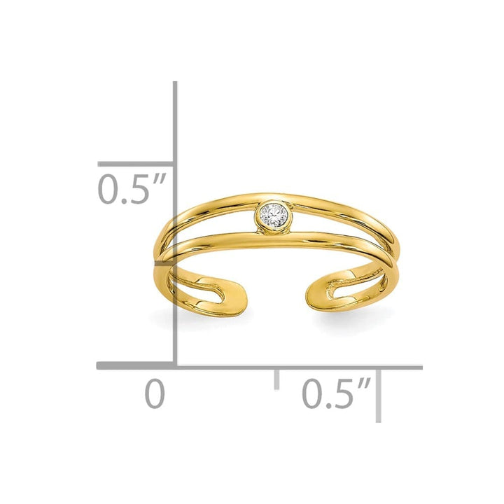 10k Yellow Gold Bezel-set Clear CZ Toe Ring