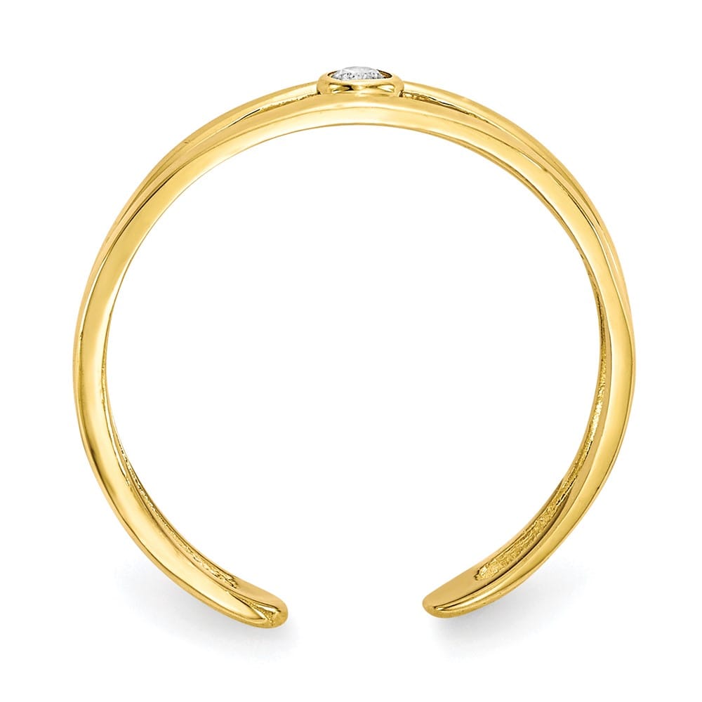 10k Yellow Gold Bezel-set Clear CZ Toe Ring