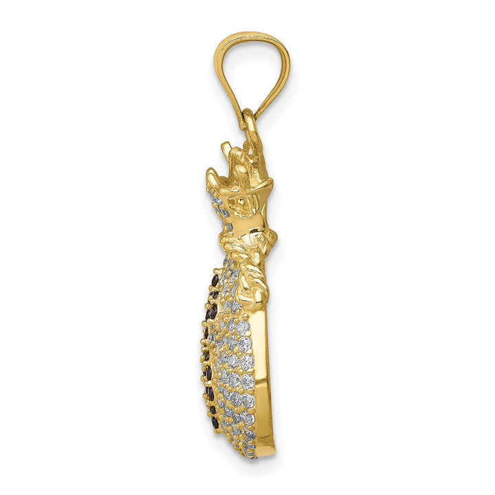 10K Yellow Gold Black and Clear CZ Micro Pave Money Bag with Pendant