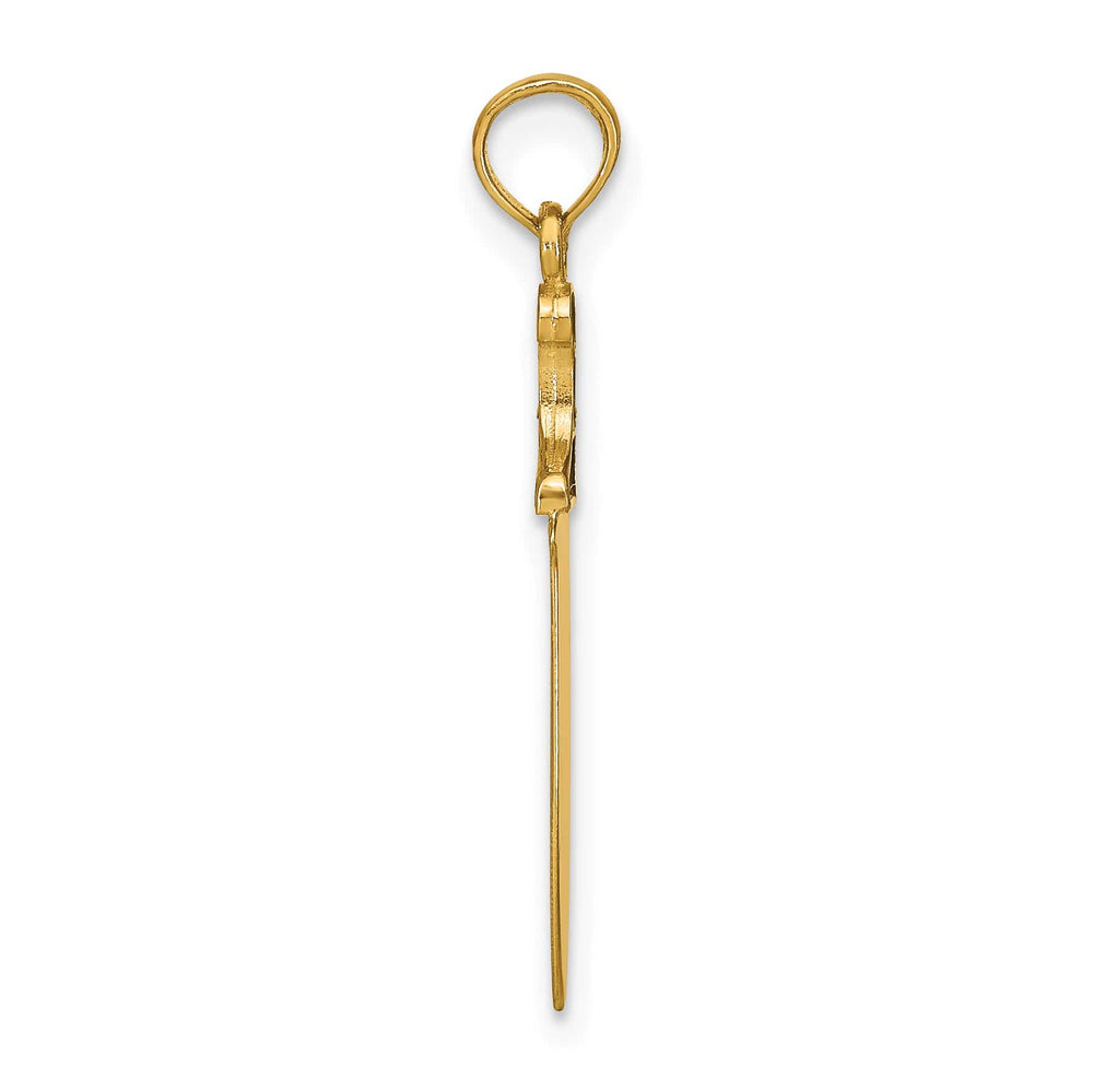 10K Yellow Gold Black Enameled 3-D Butcher Knife Charm