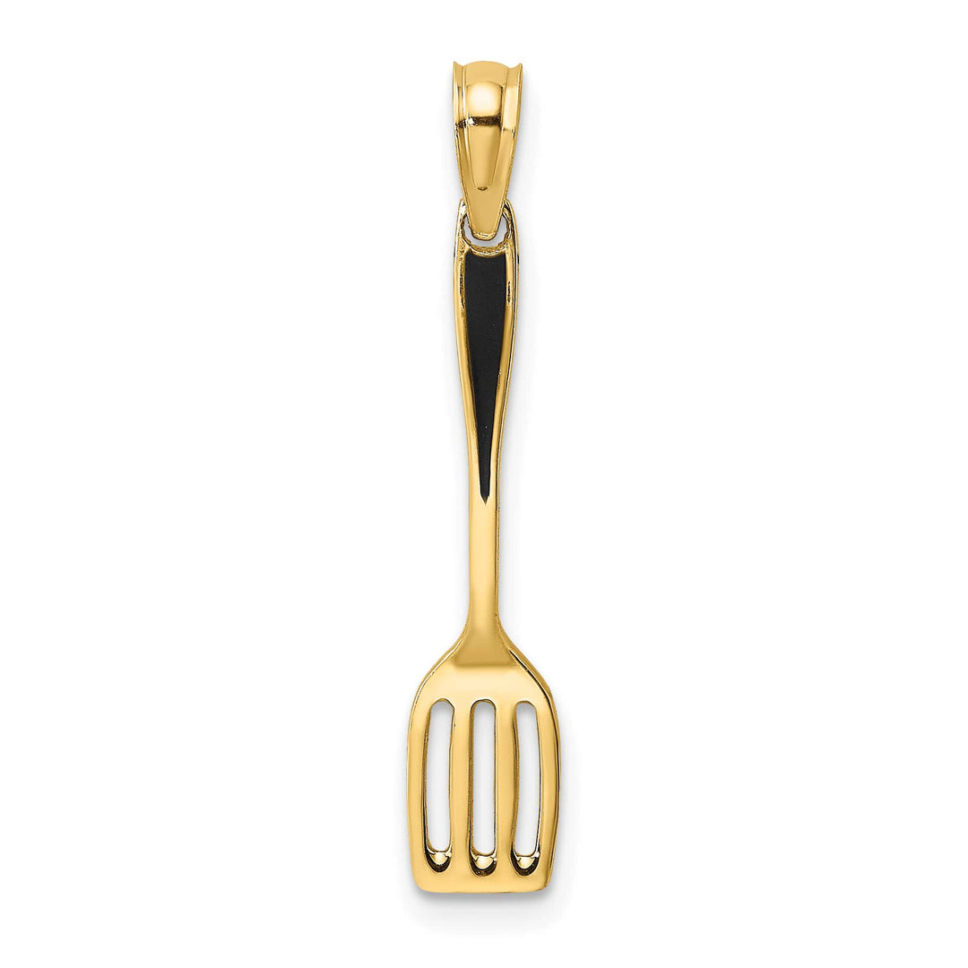 10K Yellow Gold Black Enameled 3-D Spatula Charm