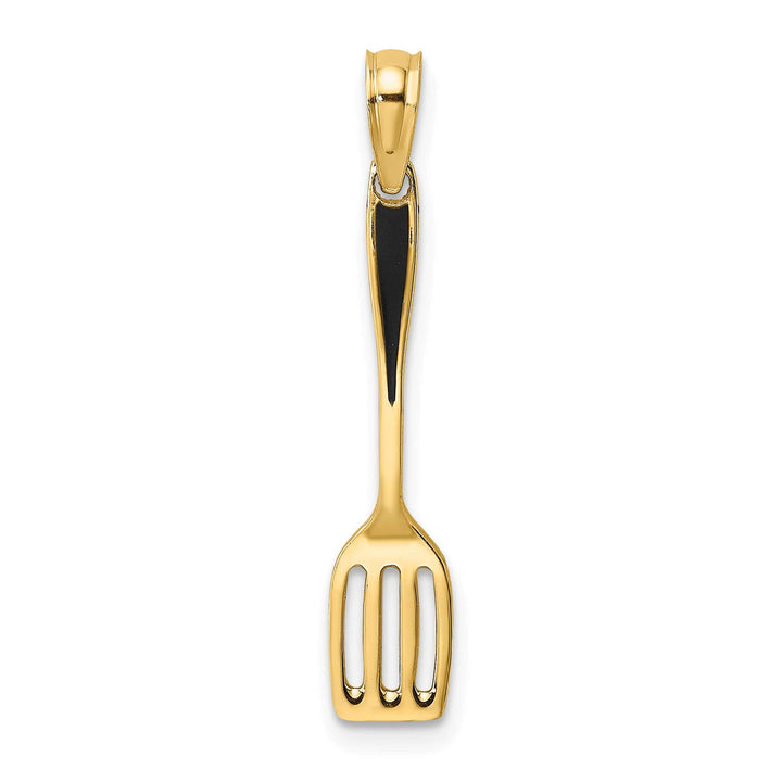 10K Yellow Gold Black Enameled 3-D Spatula Charm