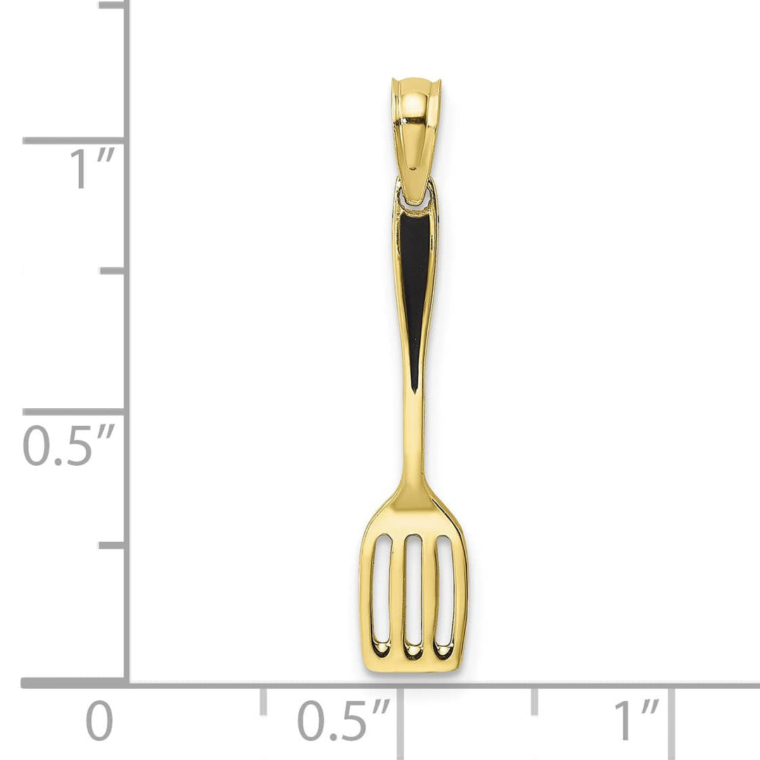 10K Yellow Gold Black Enameled 3-D Spatula Charm