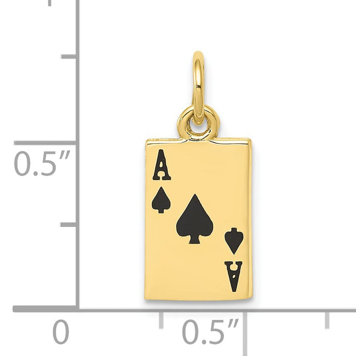 10K Yellow Gold Black Enameled Ace of Spades Card Charm