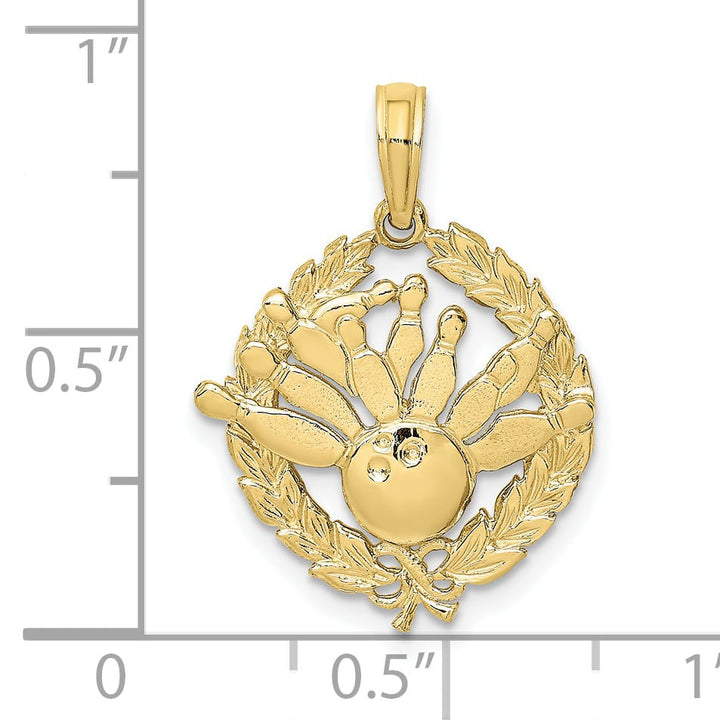 10K Yellow Gold Bowling Story in Wreath Charm