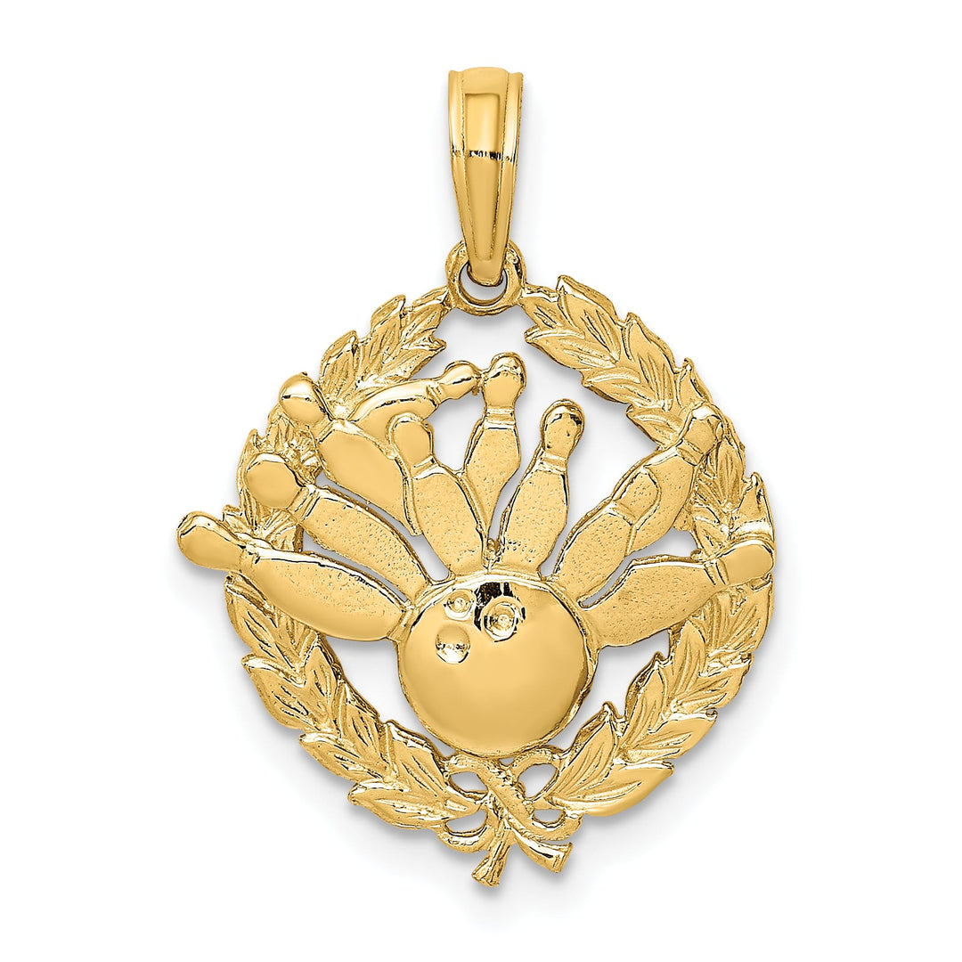 10K Yellow Gold Bowling Story in Wreath Charm
