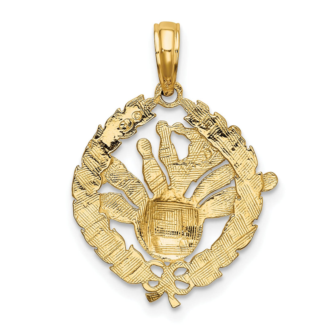 10K Yellow Gold Bowling Story in Wreath Charm