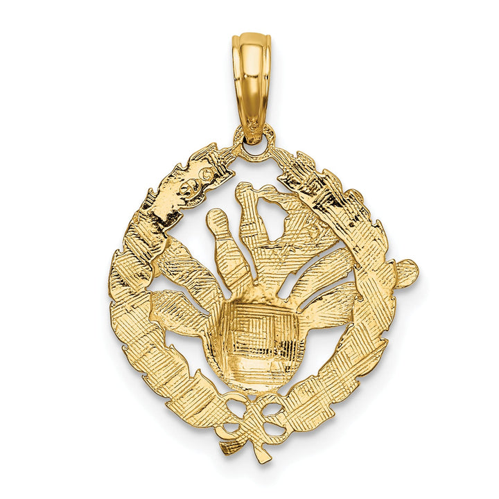 10K Yellow Gold Bowling Story in Wreath Charm
